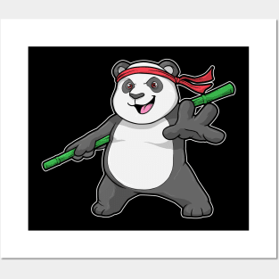 Panda as Warrior with Bamboo Spear Posters and Art